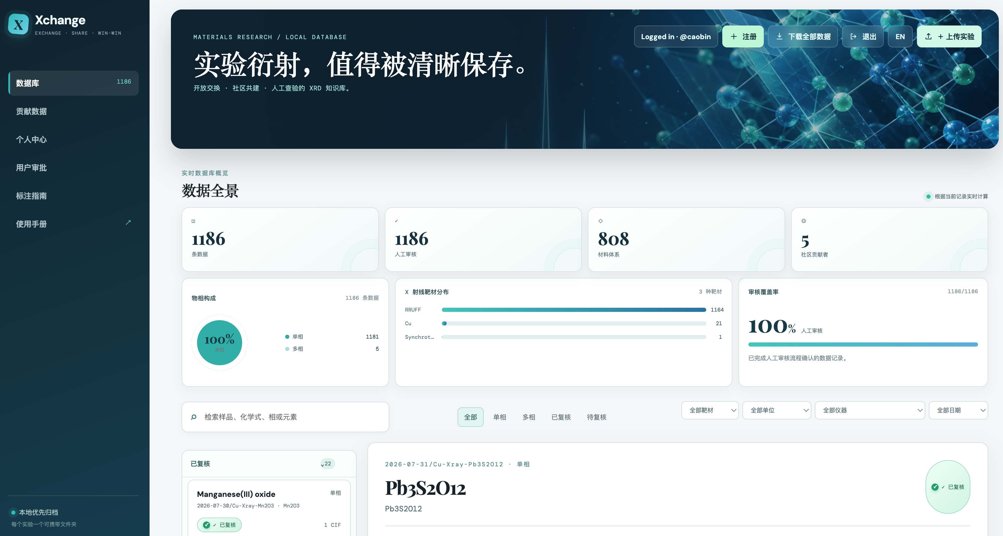 Xchange 数据库首页截图